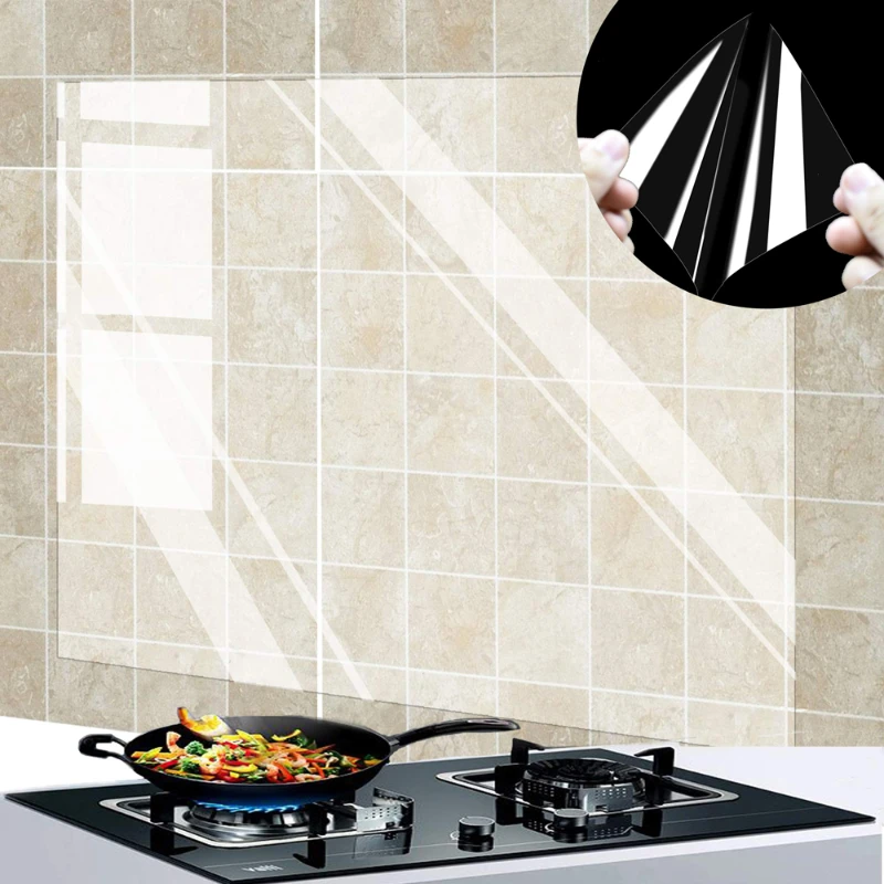 Commercial Kitchen Wall Panels - 1 PC ครัวน้ํามันสติ๊กเกอร์ติดผนัง 90X60 ซม.ทนความร้อนวอลล์เปเปอร์ CLEAR