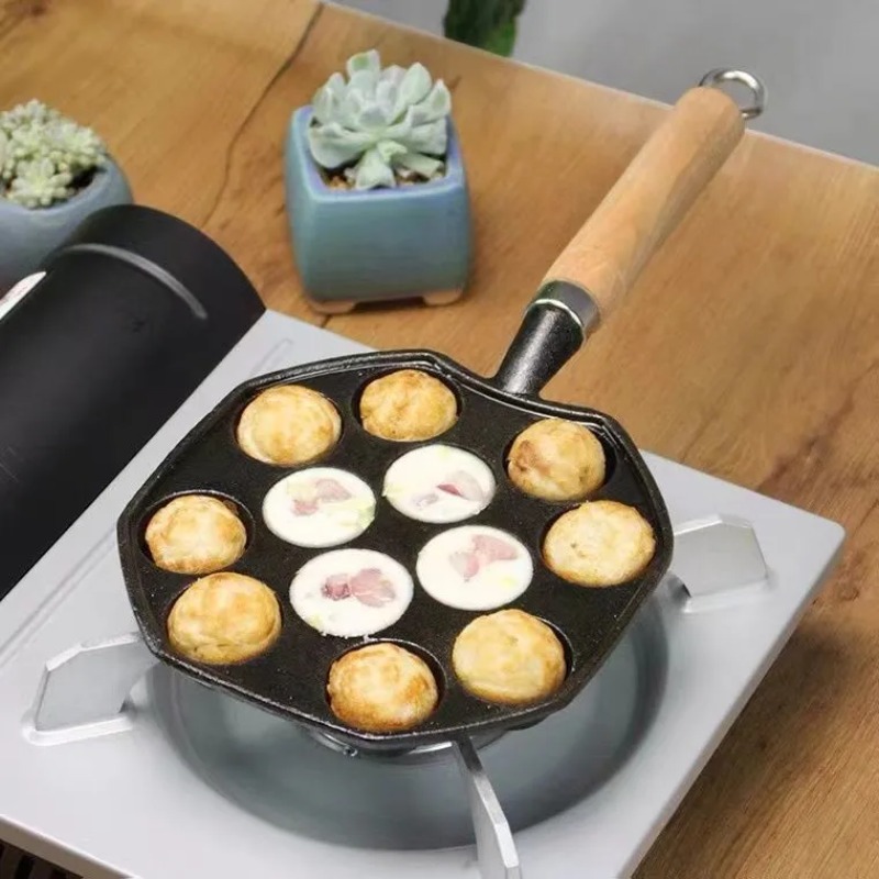 Commercial Kitchen Appliance - กระทะทาโกะยากิสำหรับอบขนมถาดซิลิโคน14หลุมของขวัญแพนเค้กพร้อมส้อมใช้ในบ้านครัวแบบมืออาชีพ kompor Gas เหล็กหล่อเหนี่ยวนำ