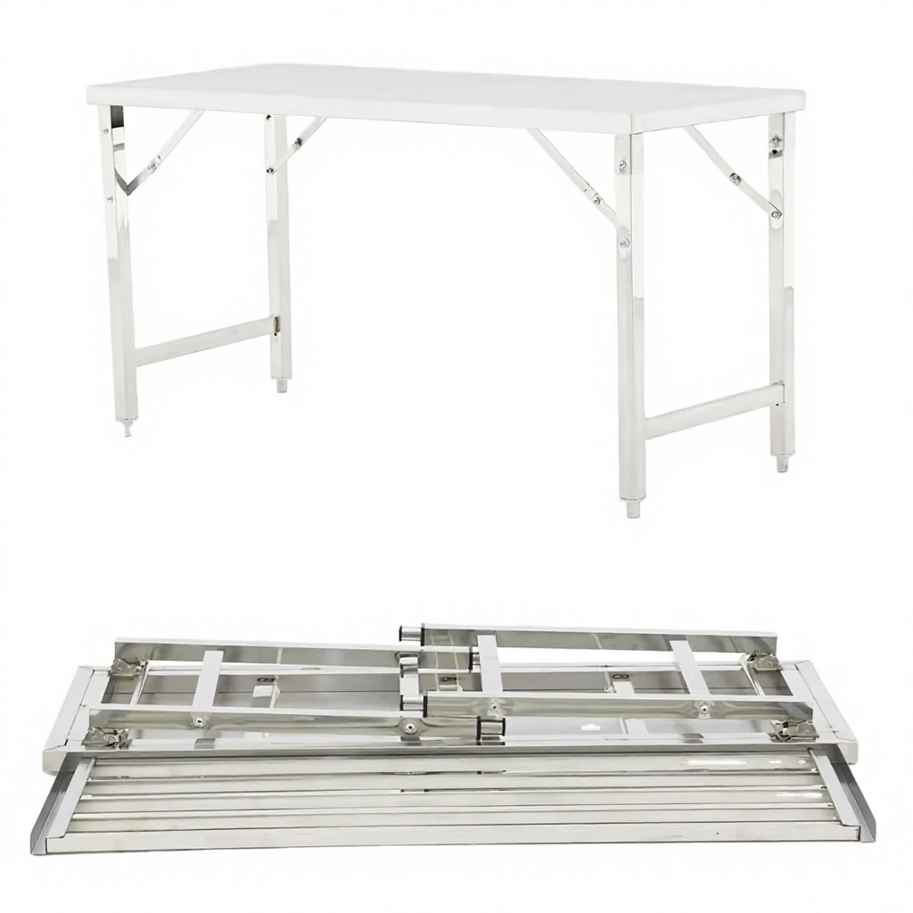 Commercial Kitchen Bench - โต๊ะทำงานสแตนเลส 304 ปรับระดับความสูงได้ พับเก็บได้ เคลือบสารเกรดอาหาร ความจุขนาดใหญ่