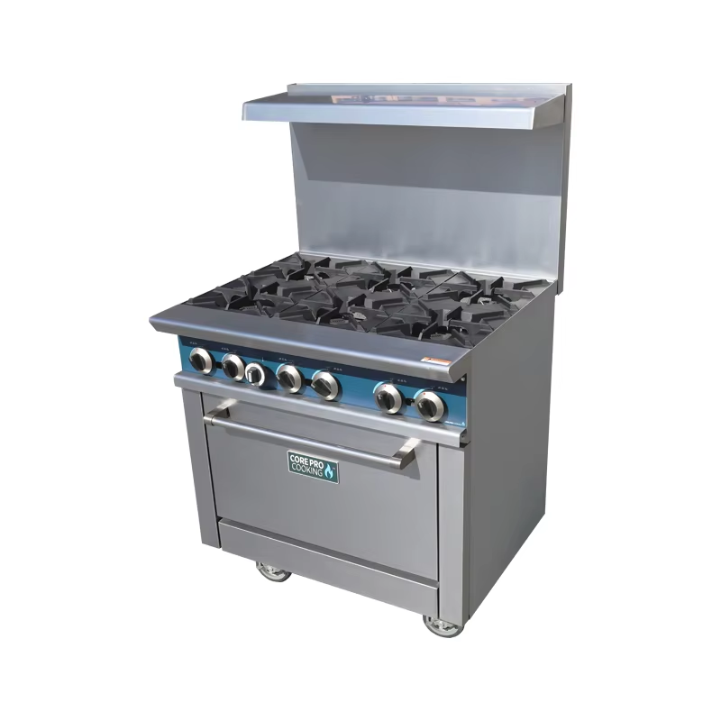 Range Commercial Kitchen - อุปกรณ์ครัวเชิงพาณิชย์ เตาสแตนเลสแบบตั้งพื้น 6 หัวเตา พร้อมเตาอบ