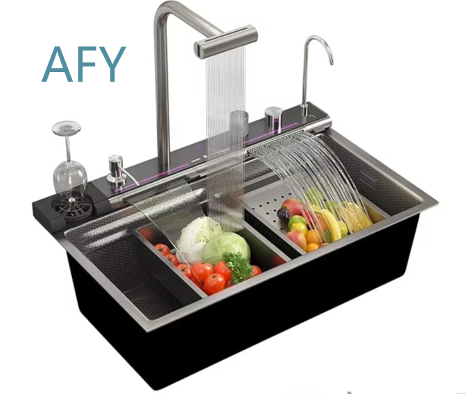 Commercial Kitchen Double Sink - อ่างล้างจานสแตนเลสทรงสี่เหลี่ยมแบบสองหลุมสำหรับครัวทันสมัย ขายส่ง เหมาะสำหรับโรงแรม ร้านอาหาร ใช้ในบ้าน คุณภาพระดับพาณิชย์