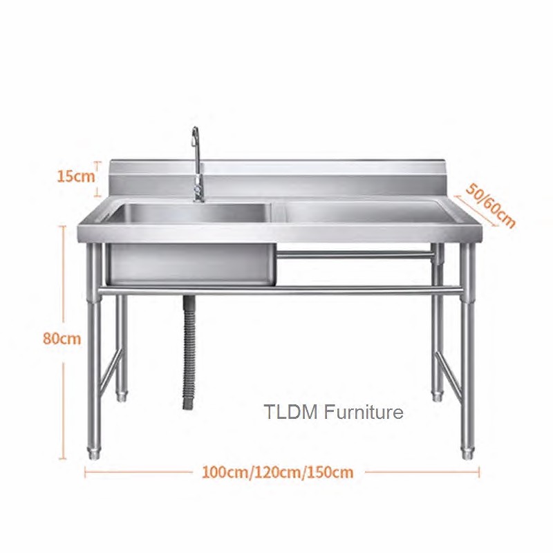 Commercial Kitchen Double Sink - อ่างล้างจานสแตนเลสสำหรับครัวกลางแจ้ง อ่างล้างจานเชิงพาณิชย์ อ่างล้างจานสำหรับโรงแรม โรงอาหาร อ่างล้างผักแบบตั้งพื้น อ่างล้างจาน