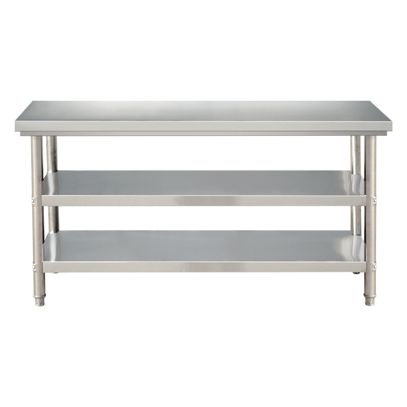 Commercial Kitchen Bench - โต๊ะทำงานสแตนเลสสองชั้น, โต๊ะเตรียมอาหารสำหรับครัวเชิงพาณิชย์พร้อมชั้นวางด้านล่าง, สถานีทำงานสำหรับบรรจุภัณฑ์