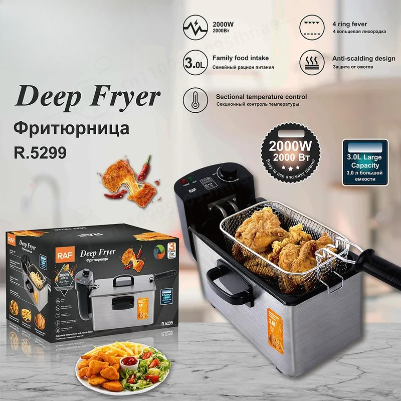 Commercial Kitchen Appliance - หม้อทอดไฟฟ้าขนาดเล็กสำหรับใช้ในบ้านและเชิงพาณิชย์ เครื่องทำเฟรนช์ฟรายส์และชิปส์ เครื่องใช้ในครัวขนาดกะทัดรัด