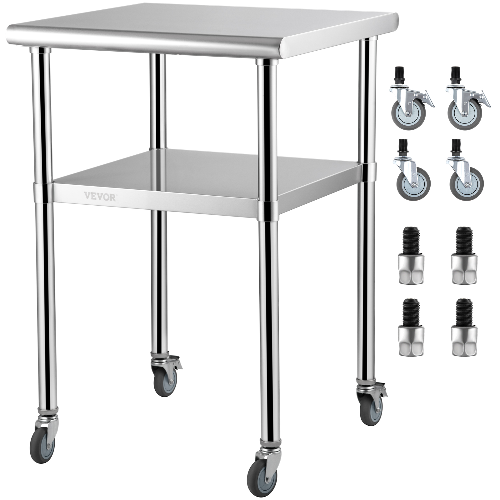 Commercial Kitchen Bench - โต๊ะทำงานครัวสแตนเลสขนาด 24 x 24 นิ้ว พร้อมชั้นวางของ