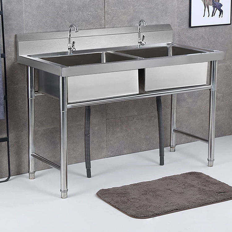 อ่างล้างจานสเตนเลสสตีลแบบสองหล - Commercial Kitchen Double Sink บทวิจารณ์และราคา