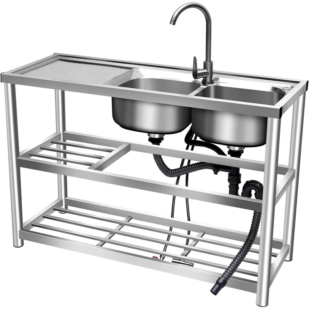 อ่างล้างจานอเนกประสงค์สำหรับคร - Commercial Kitchen Double Sink บทวิจารณ์และราคา
