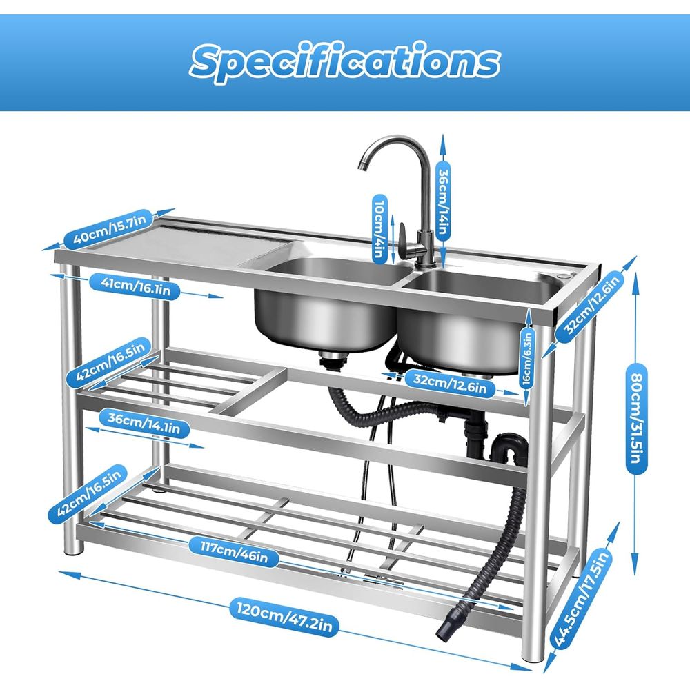 อ่างล้างจานอเนกประสงค์สำหรับคร - Commercial Kitchen Double Sink บทวิจารณ์และราคา