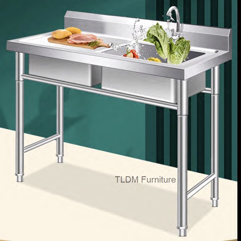 อ่างล้างจานสแตนเลสสำหรับครัวกล - Commercial Kitchen Double Sink บทวิจารณ์และราคา