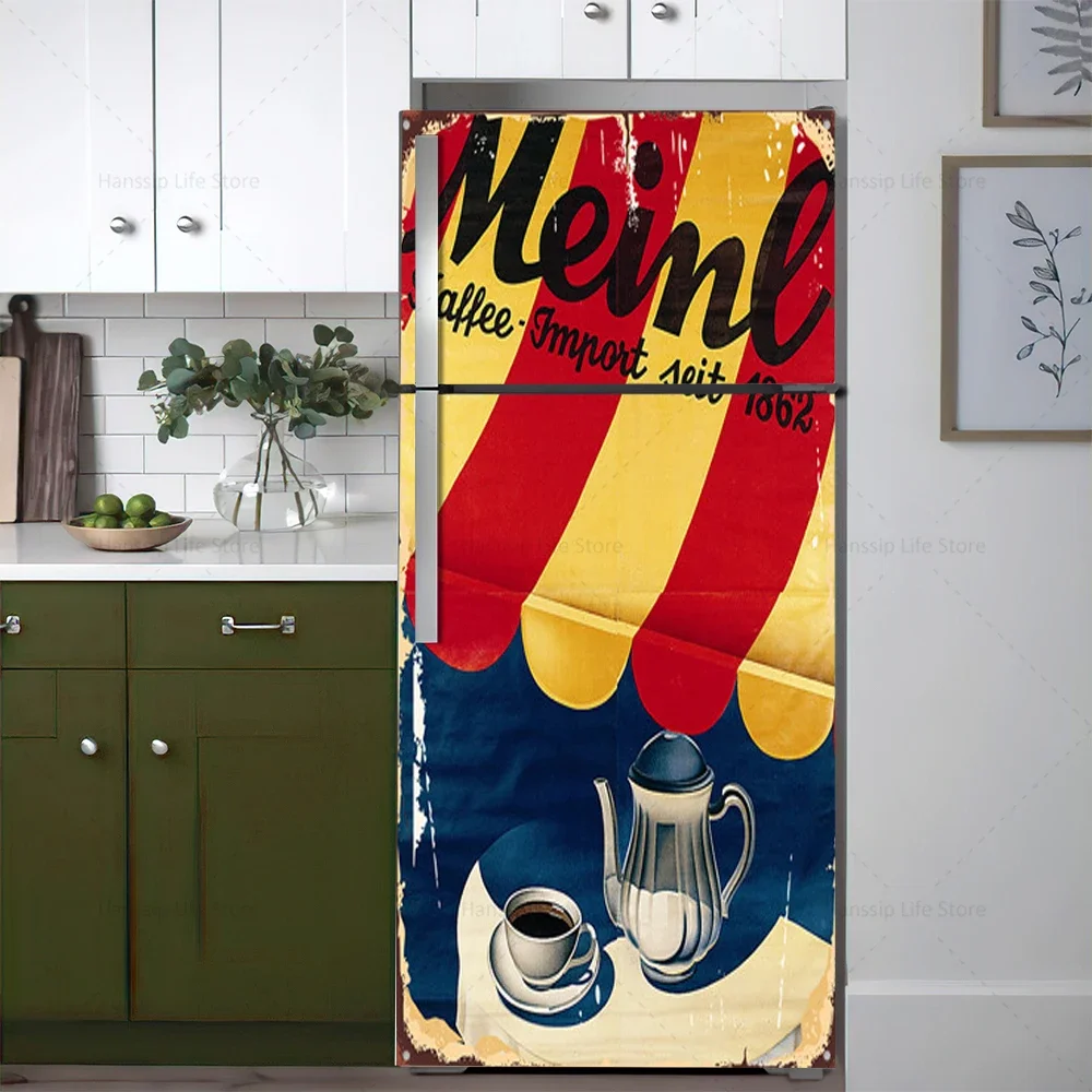 Retro กาแฟพื้นหลังตู้เย็นสติกเ - Commercial Kitchen Wall Panels บทวิจารณ์และราคา