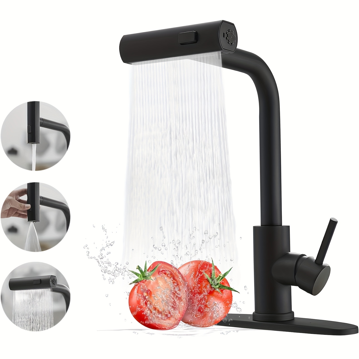 1 PC สีดําก๊อกน้ําห้องครัวดึงส - Commercial Kitchen Units บทวิจารณ์และราคา