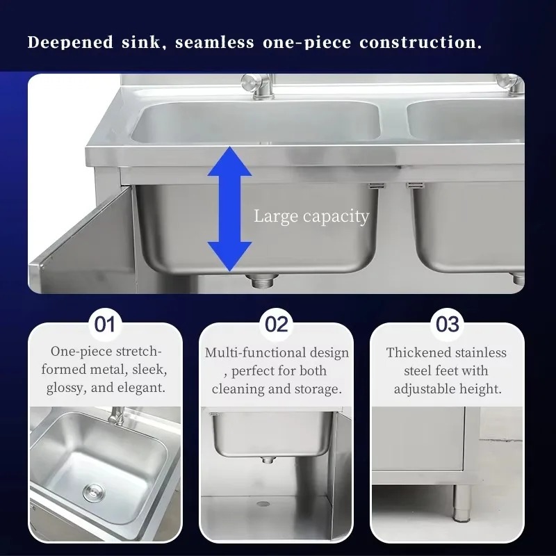 ตู้ซิงค์สแตนเลสเชิงพาณิชย์ 304 - Commercial Kitchen Double Sink บทวิจารณ์และราคา