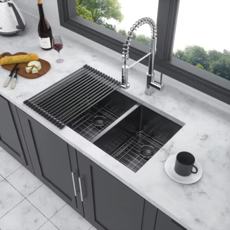 อ่างล้างจานคู่ขนาดใหญ่ทันสมัยแ - Commercial Kitchen Double Sink บทวิจารณ์และราคา